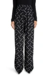 Balenciaga Wide Leg Printed Trousers In Black/white