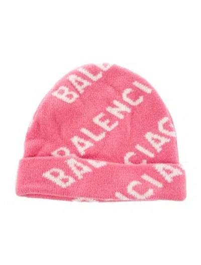 Pre-owned Balenciaga Logo Print Wool Knit Beanie Hat In Multi