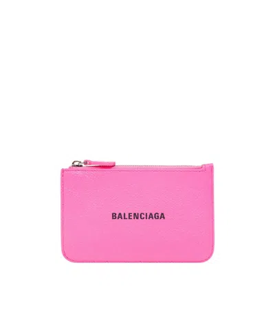 Balenciaga Logo-print Zip Carholder In Pink