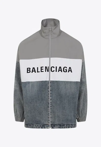 Balenciaga Zip-up Cotton And Polyester Jacket In Blue