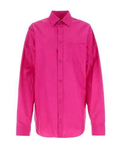 Balenciaga Logo Printed Back Buttoned Shirt In White