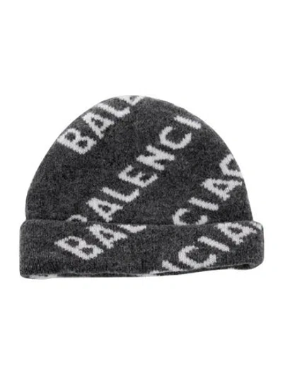 Pre-owned Balenciaga Logo Printed Beanie Hat In Grey