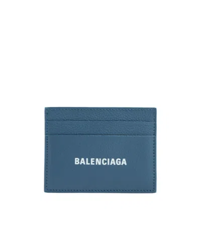 Balenciaga Logo Printed Cash Card Holder In Blue