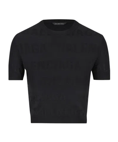 BALENCIAGA BALENCIAGA LOGO PRINTED CREWNECK T-SHIRT