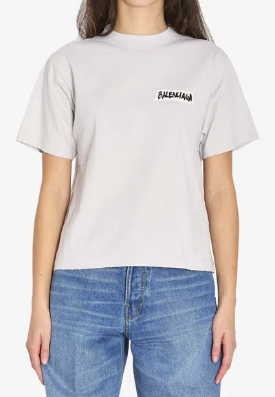 Balenciaga Logo-printed Crewneck T-shirt In White