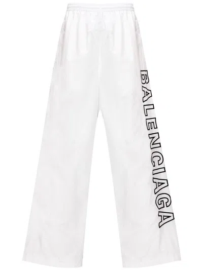 Balenciaga Logo Printed Elastic Waist Trackpants In White