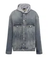 Balenciaga Paneled Design Denim Jacket In Gray