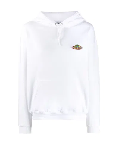 Balenciaga Logo Printed Hooded Sweater In White