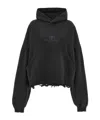 Balenciaga Logo Embroidery Hoodie Sweatshirt In Black