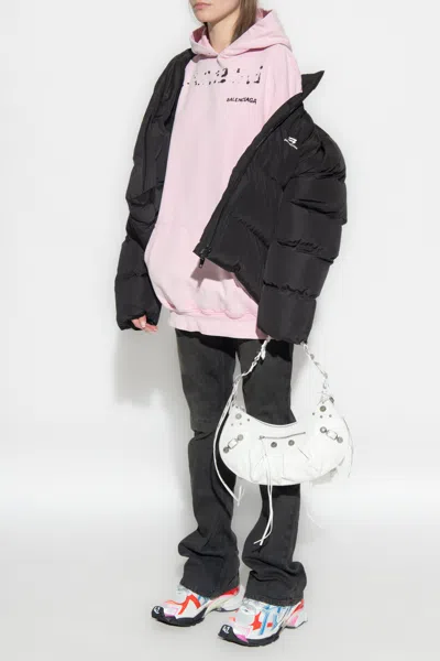 Balenciaga Logo-printed Hoodie In Pink