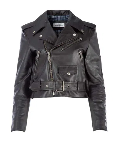 Balenciaga Logo Printed Jacket In Black