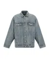 Balenciaga Off-the-shoulder Jacket In Gray