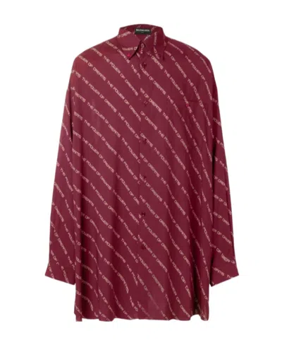 Balenciaga Logo Printed Silhouette Shirt In Red