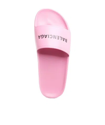Balenciaga Logo Printed Slippers In Pink