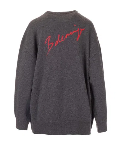 Balenciaga Logo Printed Sweater In Black