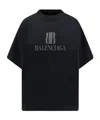 Balenciaga Faded Black T-shirt With Central Print And Wide Fit.