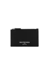 Balenciaga Leather Card Holder Textured Finish In Blue