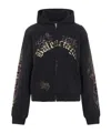 BALENCIAGA WOMEN'S TACKY TATTOO ZIP-UP HOODIE SMALL FIT IN BLACK FADED