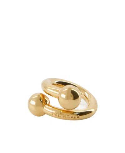 Balenciaga Logo Ring In Gold