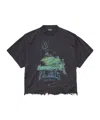 Balenciaga Cotton Cropped Graphic T-shirt In Black