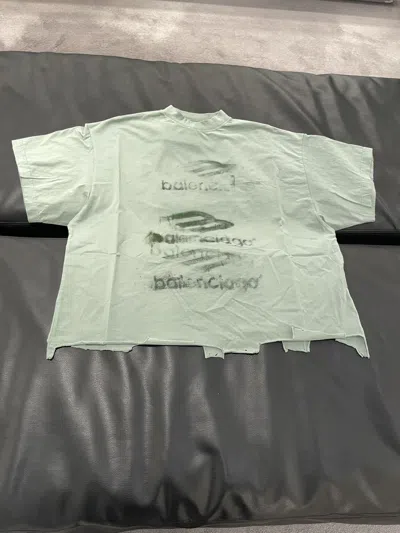 Balenciaga Logo Round Neck T-shirt In Gray