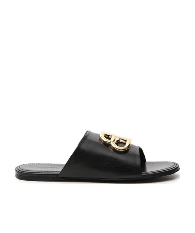 Balenciaga Logo Sandals In Black