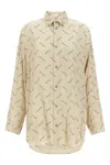 Balenciaga Beige Oversized Shirt With All-over Printed Logo In Viscose Woman In Neutral