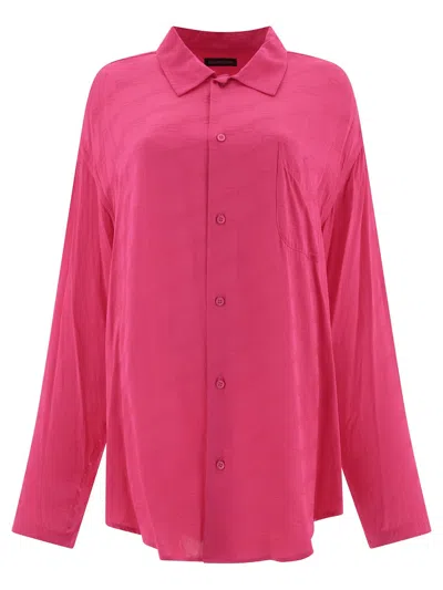 Balenciaga Shirt With Jacquard Logo In Purple