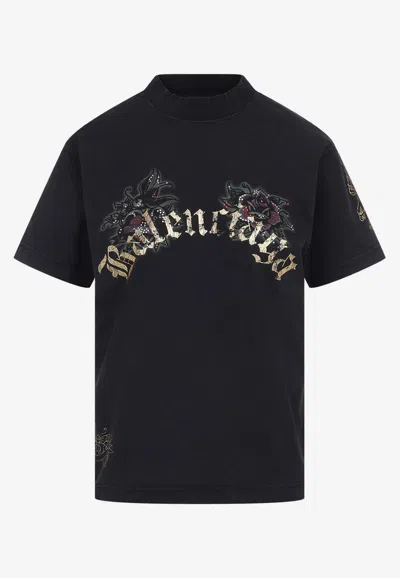 Balenciaga Logo Short-sleeved T-shirt In Black