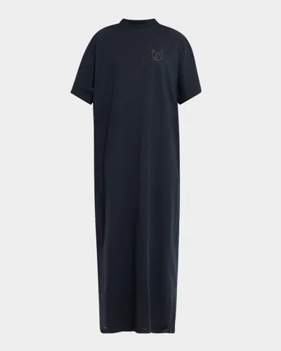 Balenciaga Logo Short-sleeve Maxi T-shirt Dress In Blue