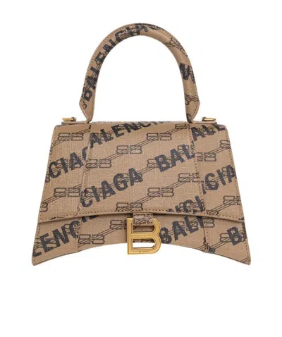 Balenciaga Logo Shoulder Bag In Brown
