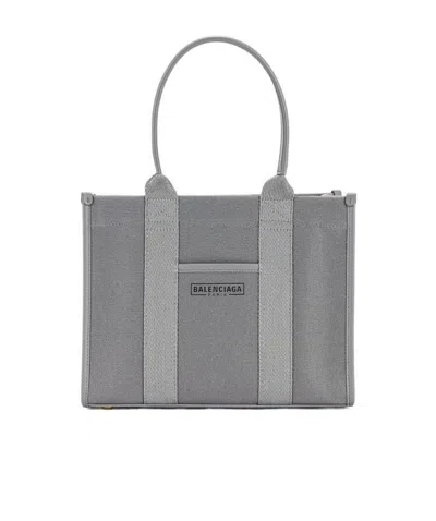 Balenciaga Logo Shoulder Bag In Gray
