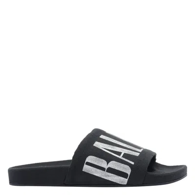 Balenciaga Logo Slide Sandals In Multi