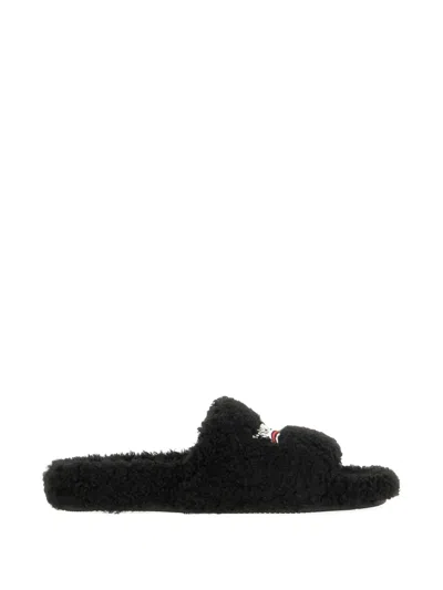 Balenciaga Logo Slippers In Black