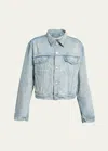 Balenciaga Faded Denim Jacket In Terre