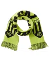 Balenciaga Logo Soccer Wool-blend Scarf In Green