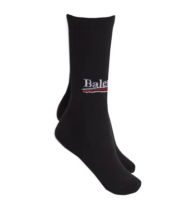Balenciaga Logo Socks In Black