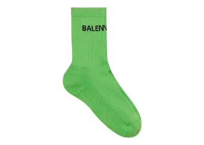 Pre-owned Balenciaga Logo Socks In Neon Green/black