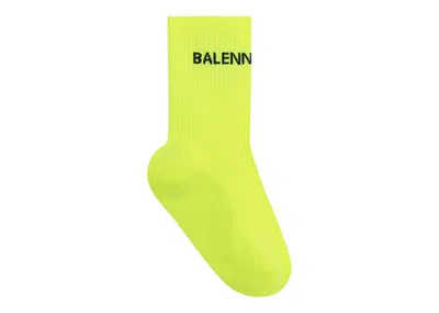 Pre-owned Balenciaga Logo Socks In Neon Yellow/black