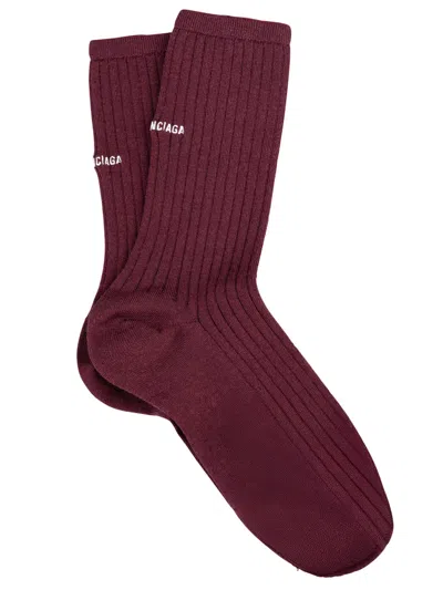 Balenciaga Logo Socks In Red