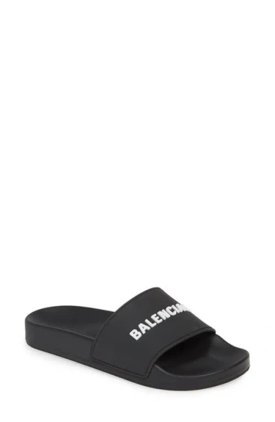 Balenciaga Logo Sport Slide In Black/white