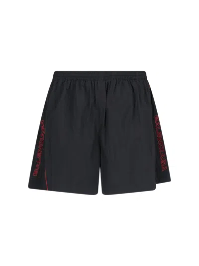 BALENCIAGA BALENCIAGA LOGO SPORTS SHORTS – BLACK