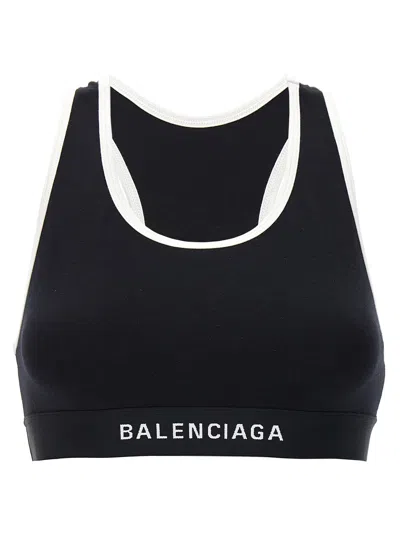 Balenciaga Logo Sporty Top In White/black