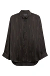 Balenciaga Pinstriped Black Button-down Shirt In Brown