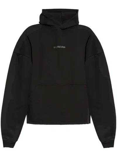 Balenciaga Medium Fit Destroyed Sweatshirt Hoodie In Black