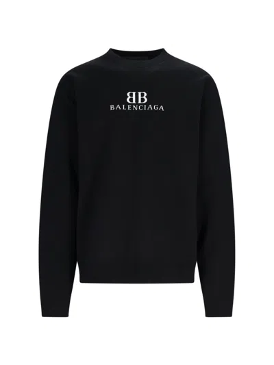 Balenciaga Logo Sweater In Blackwhite