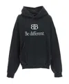 Balenciaga Women Logo Motif Hooded Sweatshirt In Black/white