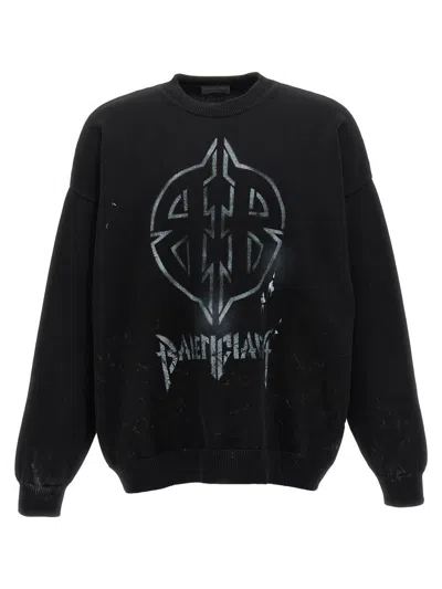 Balenciaga Logo Sweater In Black