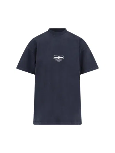 Balenciaga Logo T-shirt In Black  