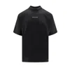 Balenciaga Black Crewneck T-shirt With Logo Lettering On The Front And Logo Patch On The Sleeve In Cotton Man In Black